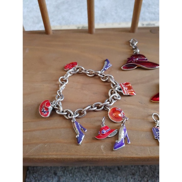 Mixed Lot Red Hat Society Jewelry Necklace Brooch Costume Stud Angel Charms Rhin - Picture 2 of 6